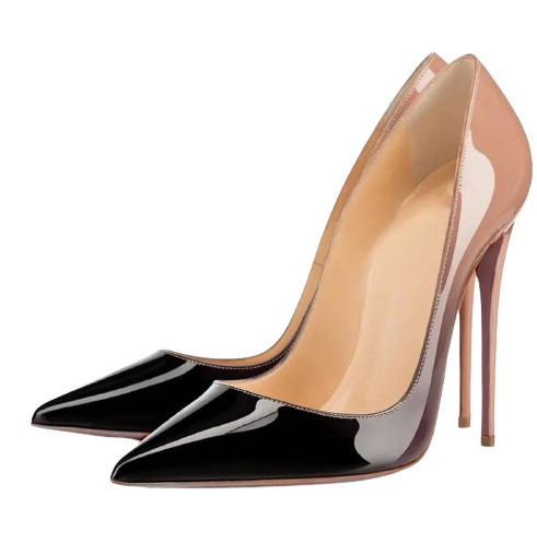 Nellie Noir/Nude - cuir verni 12 cm