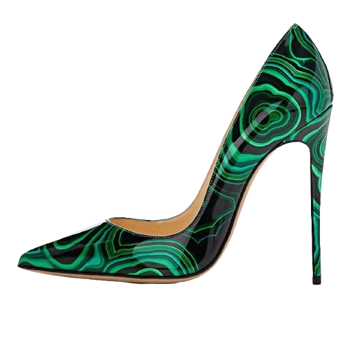 Nellie Vert/Noir - cuir verni 12 cm